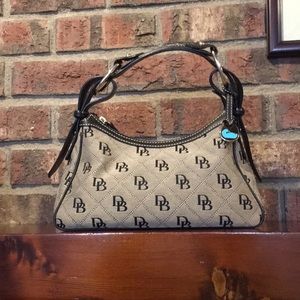 Dooney & Bourke Black Signature Quilt Fabric Hobo